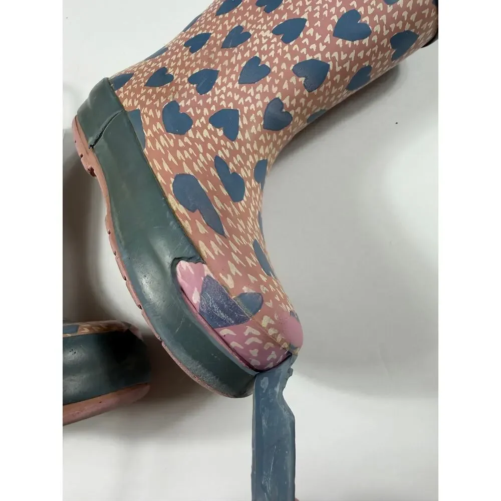 Tucker + Tate Kids Heart Print Rain Boots Pink Gray Size 5